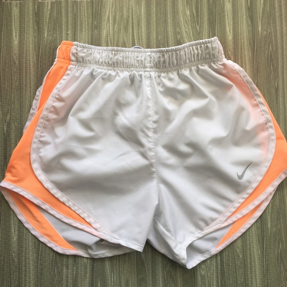 Nike Pants - Nike Dri-Fit White& Orange Lined Athletic Shorts